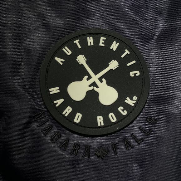 Hard Rock Guitar Company Quilted Bomber Jacket XXL | Navy Orange Nylon, Worn 1x - Picture 8 of 13